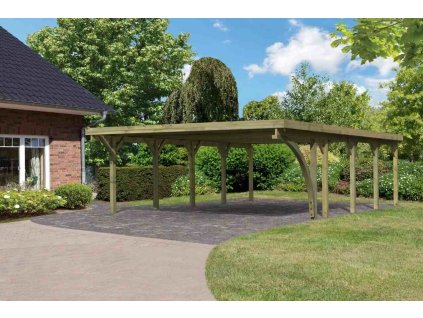 Carport KARIBU CLASSIC 3B 61979 ocelové střešní plechy