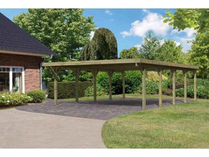 Carport KARIBU CLASSIC 3A 61978 ocelové střešní plechy