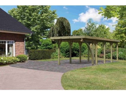 Carport KARIBU CLASSIC 3B 61971 ocelové střešní plechy