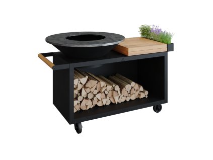 Grilovací ohniště OFYR Island 100 Black PRO Teak Wood