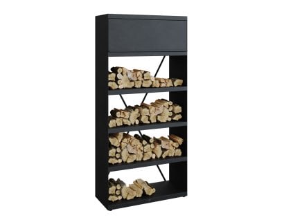 Vysoký regál na dřevo OFYR Wood Storage Black 100