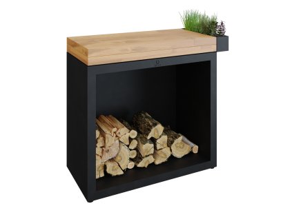 Pevný pracovní stůl OFYR Butcher Block Storage 90 Black Teak Wood