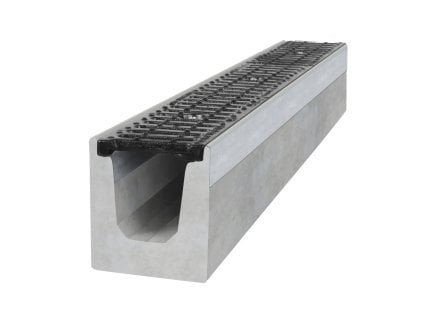 Betonový žlab C250 s litinovou mříží, d. 1000 x š. 145 x v. 160 mm