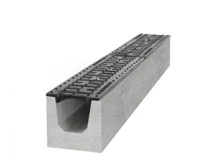 Betonový žlab B125 s litinovou mříží, d. 1000 x š. 200 x v. 250 mm