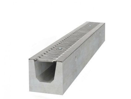 Betonový žlab A15 s pozinkovanou mříží, d. 1000 x š. 130 x v. 160 mm