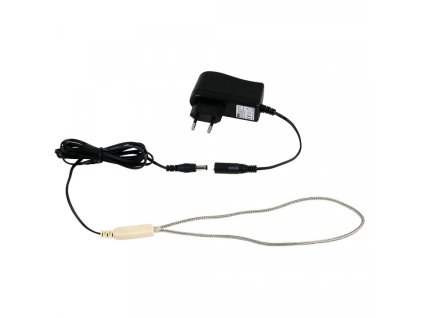 Vyhřívací topný kabel 12 V / 6W s adaptérem, nerezové opletení